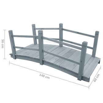 Tuinbrug 140x60x56 cm massief vurenhout grijs 4