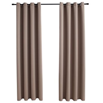 Gordijn verduisterend met metalen ringen 2 st 140x175 cm taupe 2