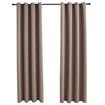 Gordijn verduisterend met metalen ringen 2 st 140x245 cm taupe 2