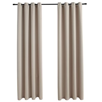 Gordijn verduisterend met metalen ringen 2 st 140x225 cm beige 2