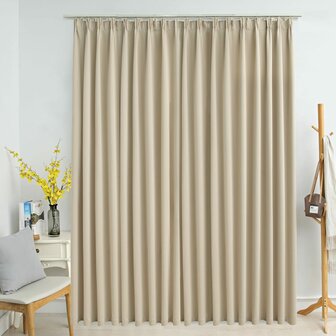 Gordijn verduisterend met haken 290x245 cm beige 1