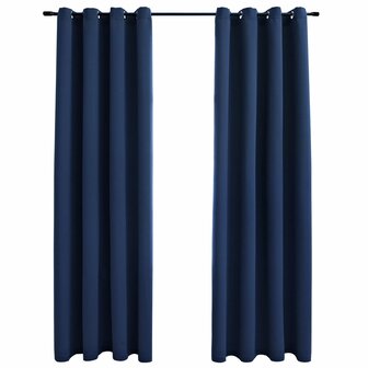 Gordijn verduisterend met metalen ringen 2 st 140x225 cm blauw 2