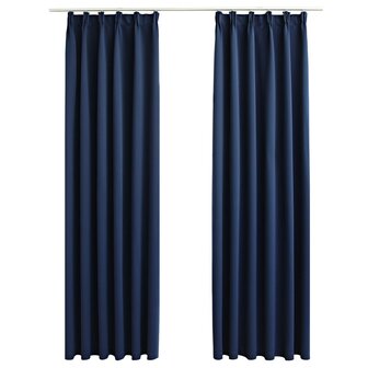 Gordijnen verduisterend met haken 2 st 140x175 cm blauw 2