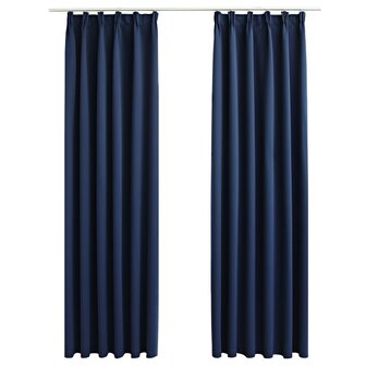 Gordijnen verduisterend met haken 2 st 140x245 cm blauw 2