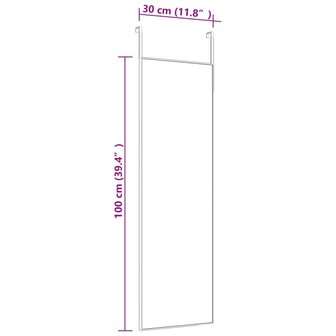 Deurspiegel 30x100 cm glas en aluminium zwart 4