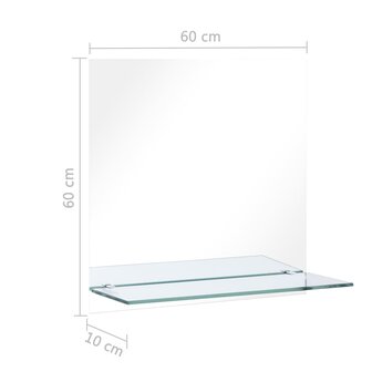 Wandspiegel met schap 60x60 cm gehard glas 6