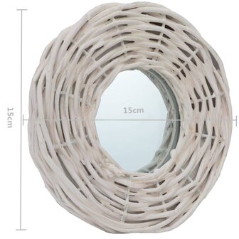 Spiegels 3 st 15 cm wicker wit 5