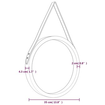 Wandspiegel met band &Oslash; 35 cm zilverkleurig 6