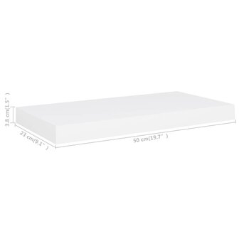 Wandschappen zwevend 2 st 50x23x3,8 cm MDF wit 8