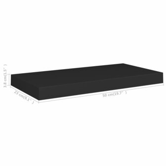 Wandschappen zwevend 2 st 50x23x3,8 cm MDF zwart 8