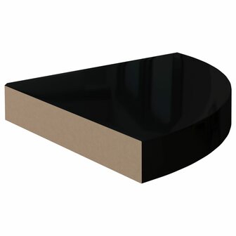 Hoekschappen zwevend 2 st 25x25x3,8 cm MDF hoogglans zwart 4