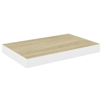 Wandschap zwevend 40x23x3,8 cm MDF eikenkleurig en wit 2