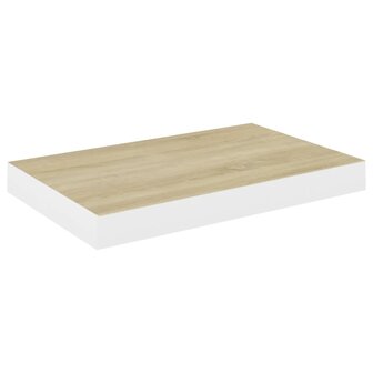 Wandschap zwevend 40x23x3,8 cm MDF eikenkleurig en wit 4