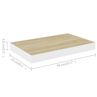 Wandschap zwevend 40x23x3,8 cm MDF eikenkleurig en wit 8