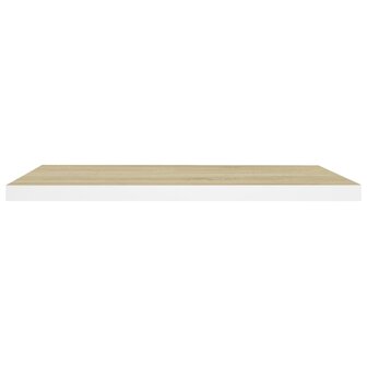 Wandschap zwevend 80x23,5x3,8 cm MDF eikenkleurig en wit 4