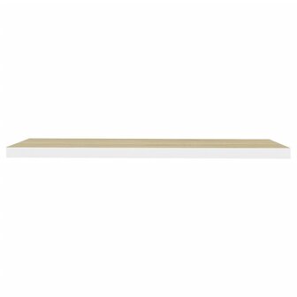 Wandschap zwevend 90x23,5x3,8 cm MDF eikenkleurig en wit 4