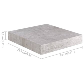 Wandschappen 2 st zwevend 23x23,5x3,8 cm MDF betongrijs 8