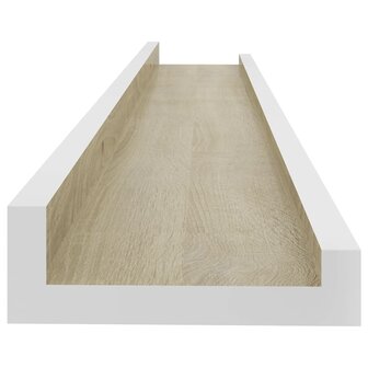 Wandschappen 2 st 60x9x3 cm wit en sonoma eikenkleurig 6