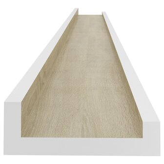 Wandschappen 2 st 115x9x3 cm wit en sonoma eikenkleurig 6