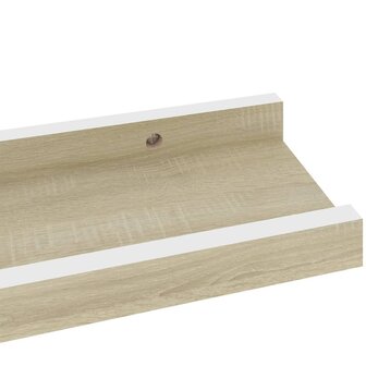 Wandschappen 4 st 40x9x3 cm wit en sonoma eikenkleurig 7