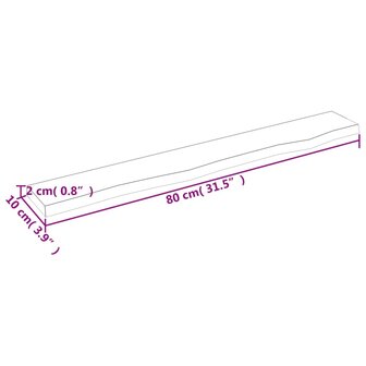 Wandschap 80x10x2 cm behandeld massief eikenhout lichtbruin 7