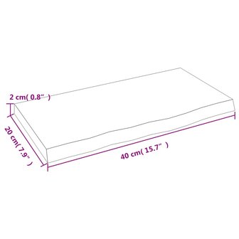 Wandschap 40x20x2 cm behandeld massief eikenhout donkerbruin 7