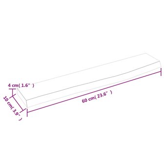 Wandschap 60x10x4 cm behandeld massief eikenhout donkerbruin 7