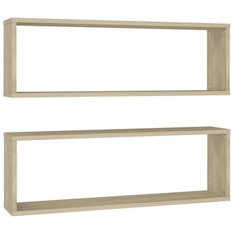 Wandschappen kubus 2 st 80x15x26,5 cm bewerkt hout sonoma eiken 2