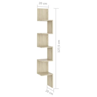 Hoekwandschap 20x20x127,5 cm bewerkt hout sonoma eikenkleurig 8