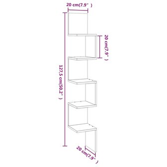 Hoekwandschap 20x20x127,5 cm bewerkt hout gerookt eikenkleurig 8