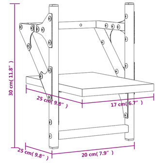 Wandschappen met stangen 2 st 20x25x30 cm zwart 9