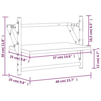 Wandschappen met stangen 2 st 40x25x30 cm sonoma eikenkleurig 9