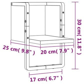 Wandschap met stang 20x25x30 cm gerookt eikenkleurig 8