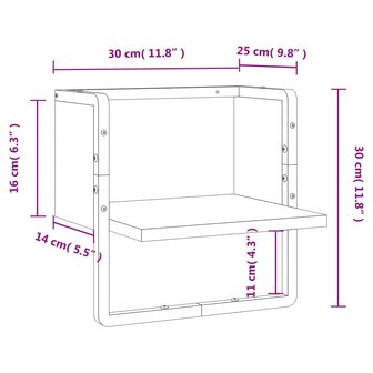 Wandschap met stang 30x25x30 cm zwart 8