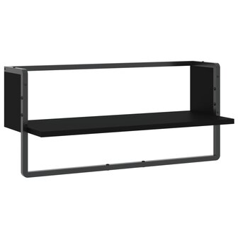 Wandschap met stang 65x25x30 cm zwart 2