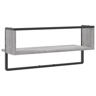 Wandschap met stang 65x25x30 cm grijs sonoma eikenkleurig 6