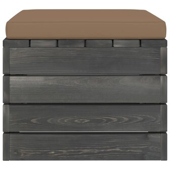 Tuinhocker met taupe kussen pallet grenenhout 4