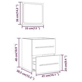 Badkamerkast met spiegel 41x38,5x48 cm hoogglans wit 9