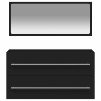 Badkamerkast met spiegel bewerkt hout zwart 5
