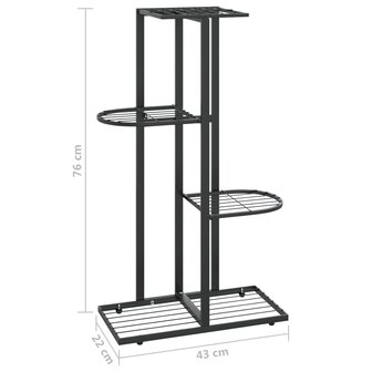 Bloemenstandaard met 4 lagen 43x22x76 cm metaal zwart 7