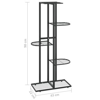 Bloemenstandaard met 5 lagen 43x22x98 cm metaal zwart 7