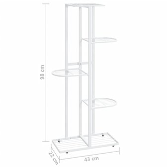 Bloemenstandaard met 5 lagen 43x22x98 cm metaal wit 7