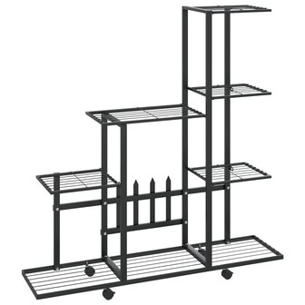 Bloemenstandaard met wielen 94,5x25x92,5 cm metaal zwart 2