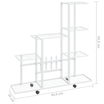 Bloemenstandaard met wielen 94,5x25x92,5 cm metaal wit 7