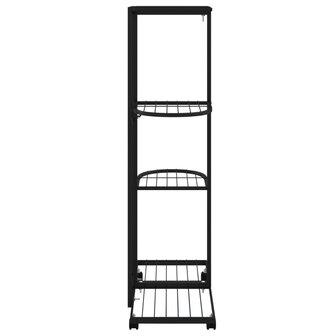 Bloemenstandaard met wielen 4-laags 44x23x80 cm ijzer zwart 4