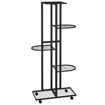 Bloemenstandaard met wielen 5-laags 44x23x100 cm ijzer zwart 2