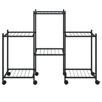 Bloemenstandaard met wielen 83x25x63,5 cm ijzer zwart 3