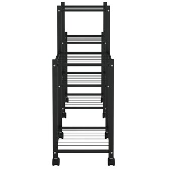 Bloemenstandaard met wielen 83x25x63,5 cm ijzer zwart 4