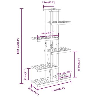 Plantenstandaard 75x25x140,5 cm massief vurenhout 8