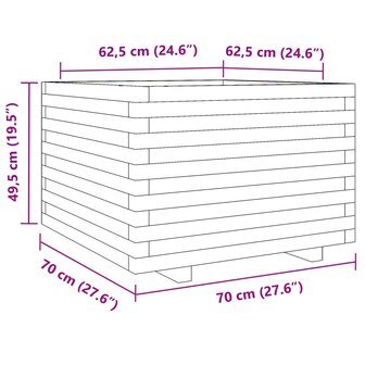 Plantenbak 70x70x49,5 cm massief grenenhout wit 10